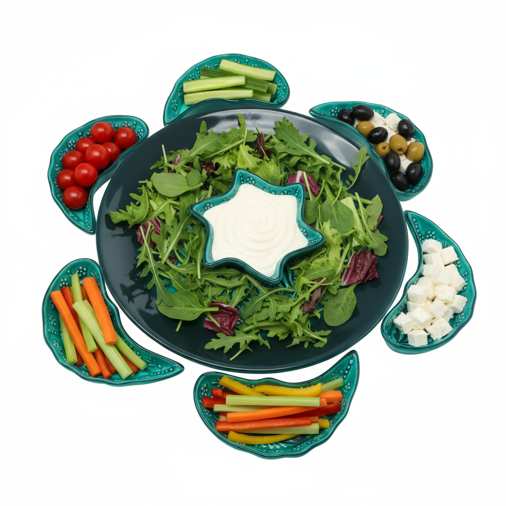 Handmade 8-piece Ceramic Platter, Turkquaz 33cm