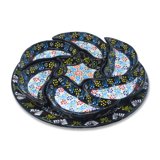 Handmade 8-piece Ceramic Platter, White 33cm