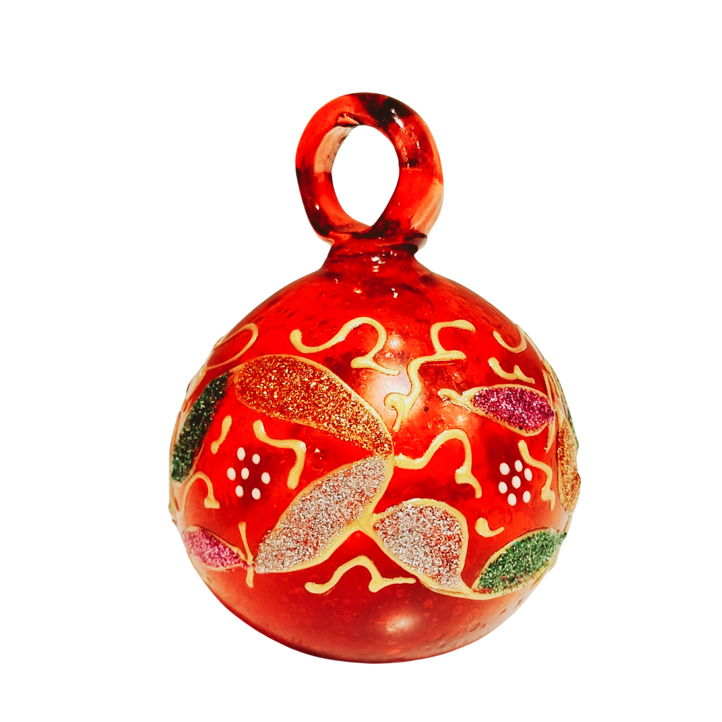 Handmade, Hand Painted Glass Christmas Ornaments in Gift Box - Set of 2