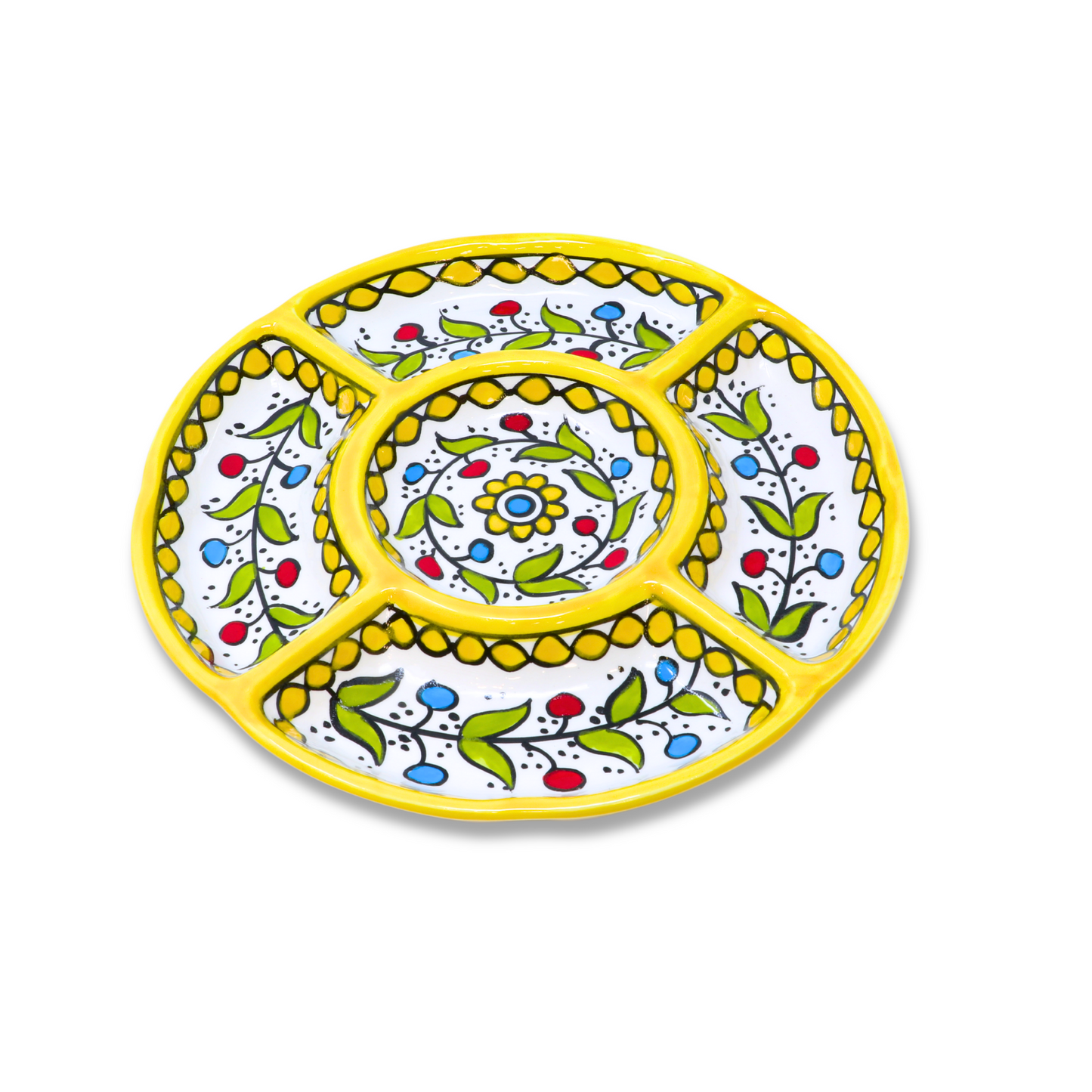 Handmade Ceramic 5-Section Small Appetizer Platter 23 cm