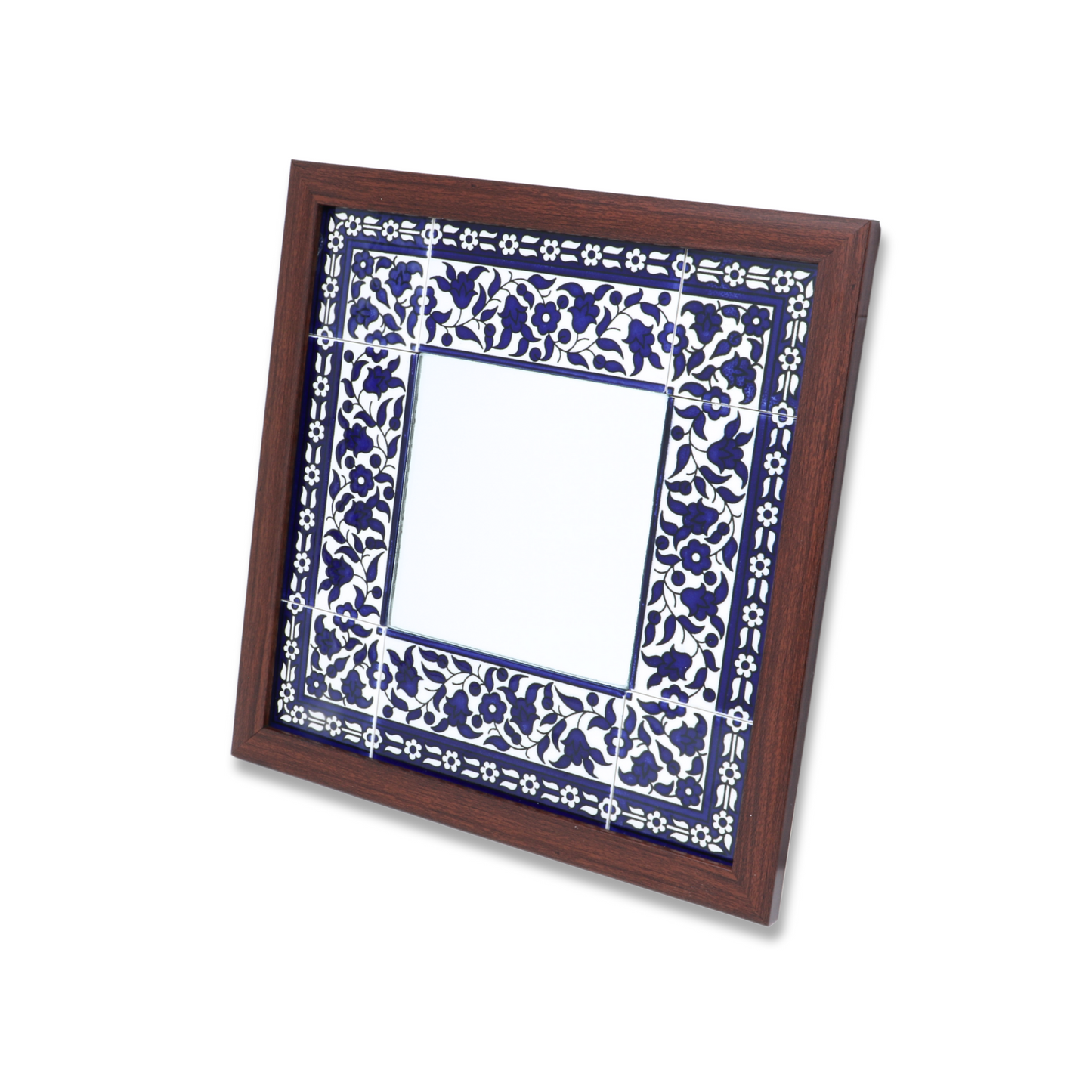 Handmade Ceramic Tile-Framed Wall Mounted Mirror 34x34 cm