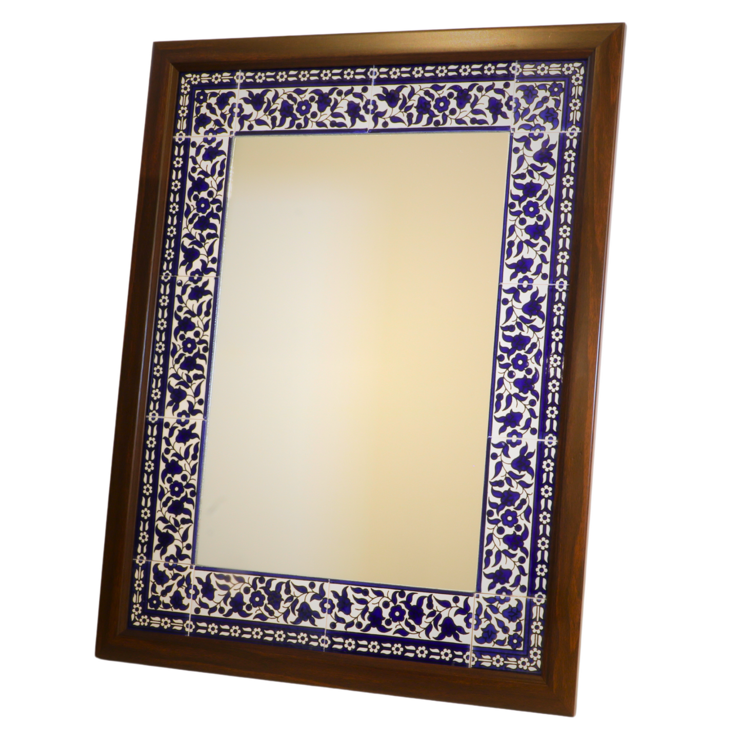 Handmade Ceramic Tile-Framed Wall Mounted Mirror 65x50 cm