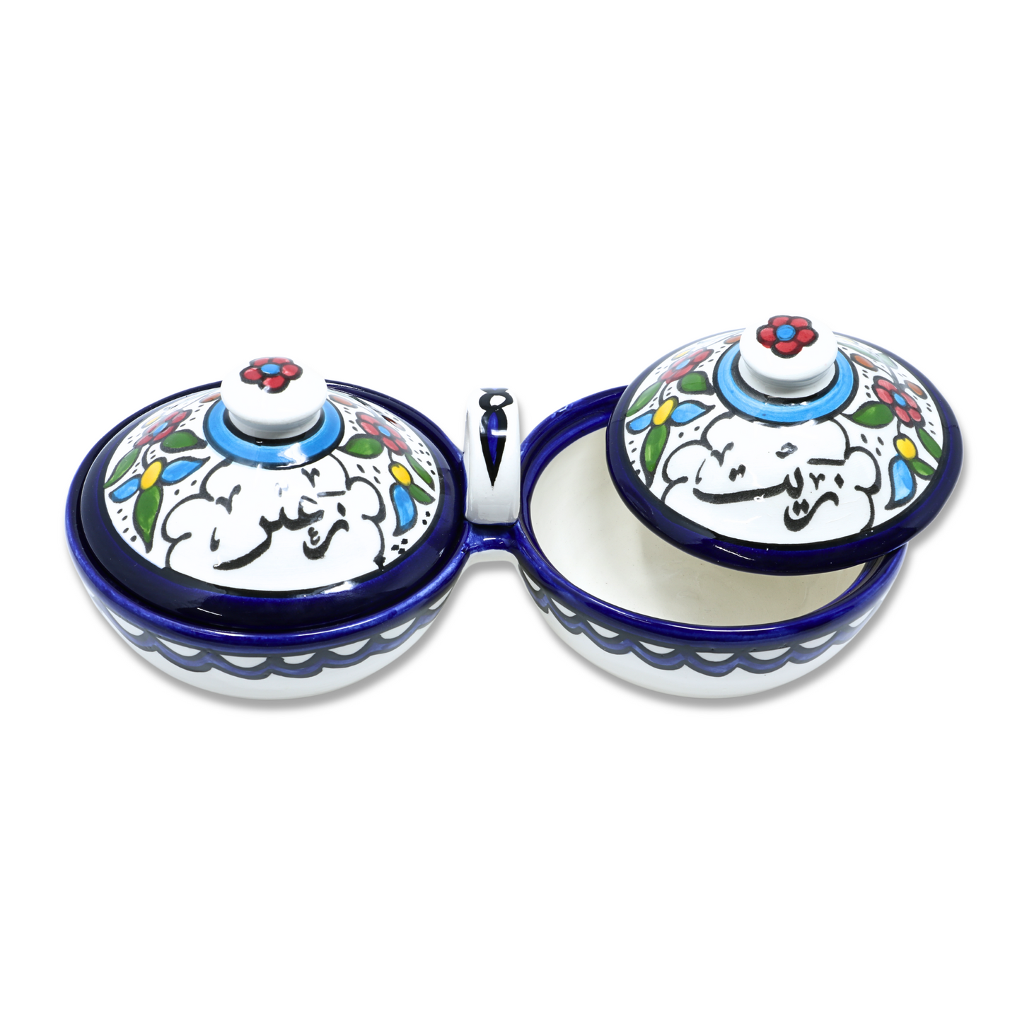 Handmade Ceramic 2-Section Bowl Set with Lid - Large (24cm)