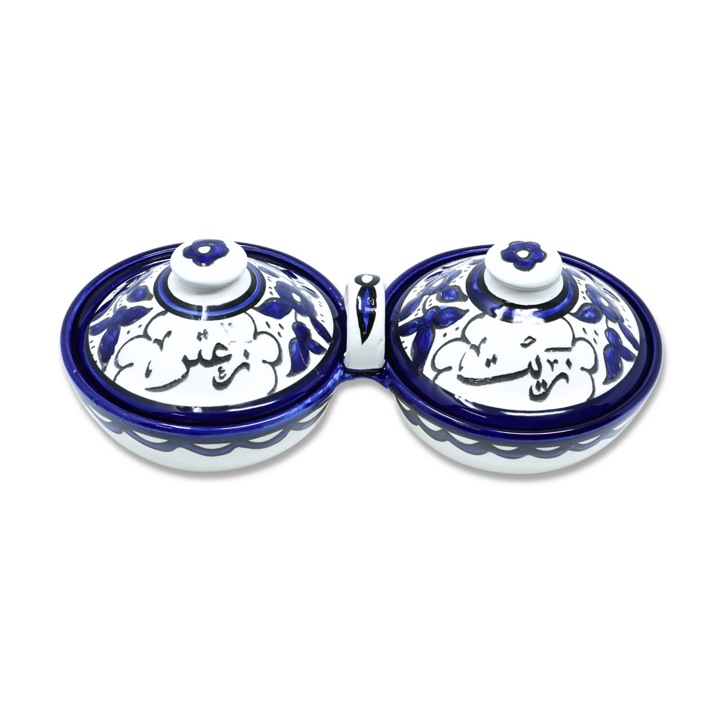 Handmade Ceramic 2-Section Bowl Set with Lid - Large (24cm)