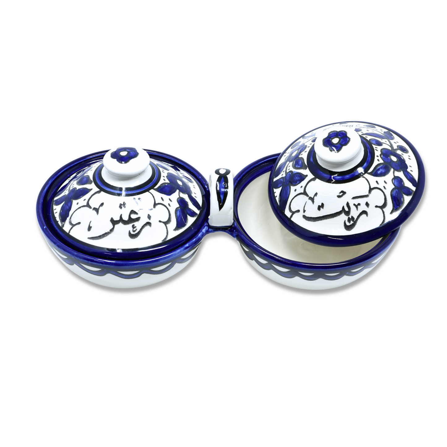 Handmade Ceramic 2-Section Bowl Set with Lid - Large (24cm)