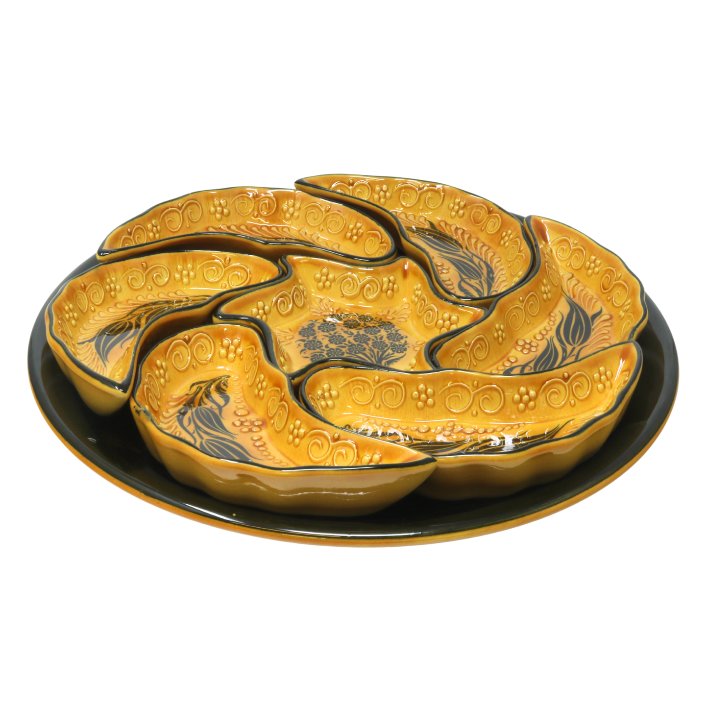 Handmade 8-piece Ceramic Platter, Turkquaz 33cm