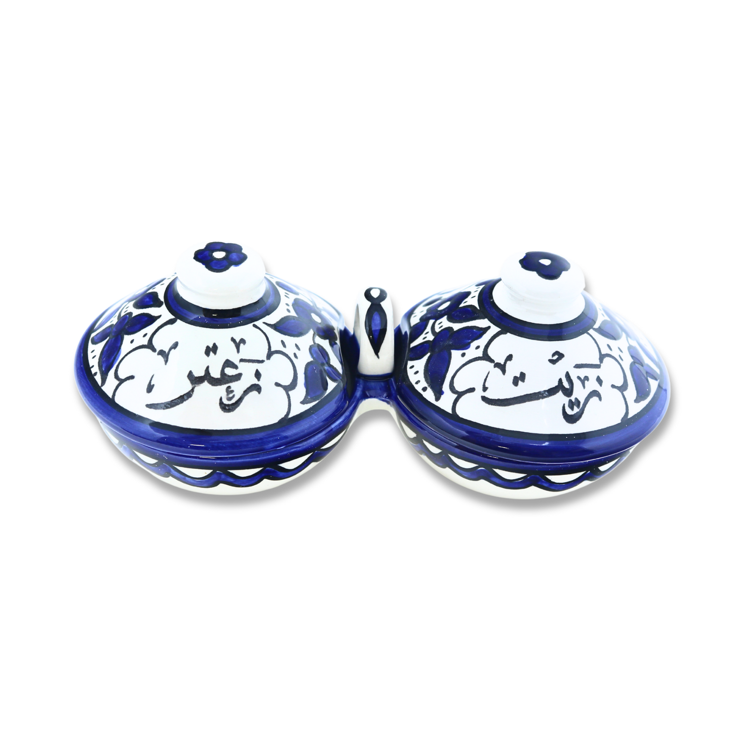 Handmade Ceramic 2-Section Bowl Set with Lid - Small (19cm)