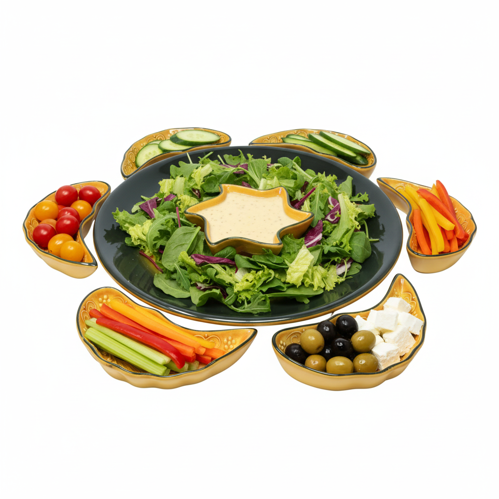 Handmade 8-piece Ceramic Platter, Turkquaz 33cm