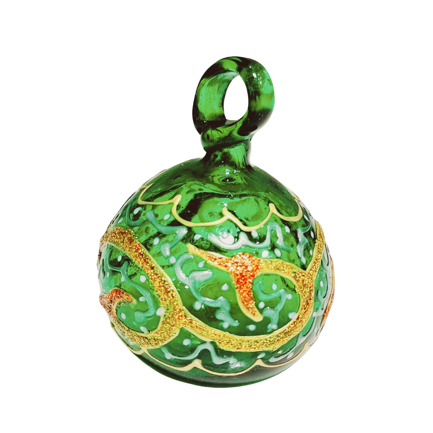 Handmade, Hand Painted Glass Christmas Ornaments in Gift Box - Set of 2