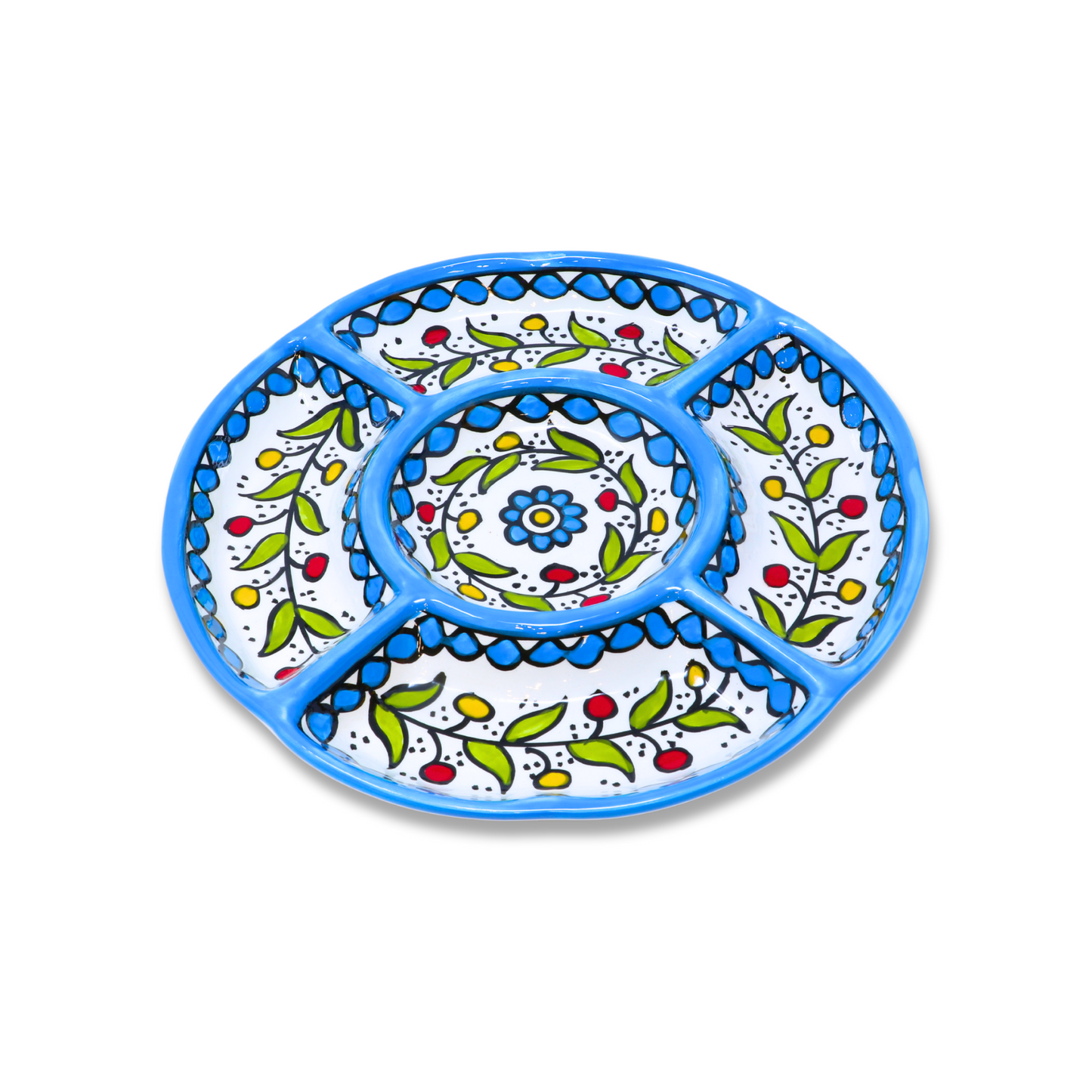 Handmade Ceramic 5-Section Small Appetizer Platter 23 cm
