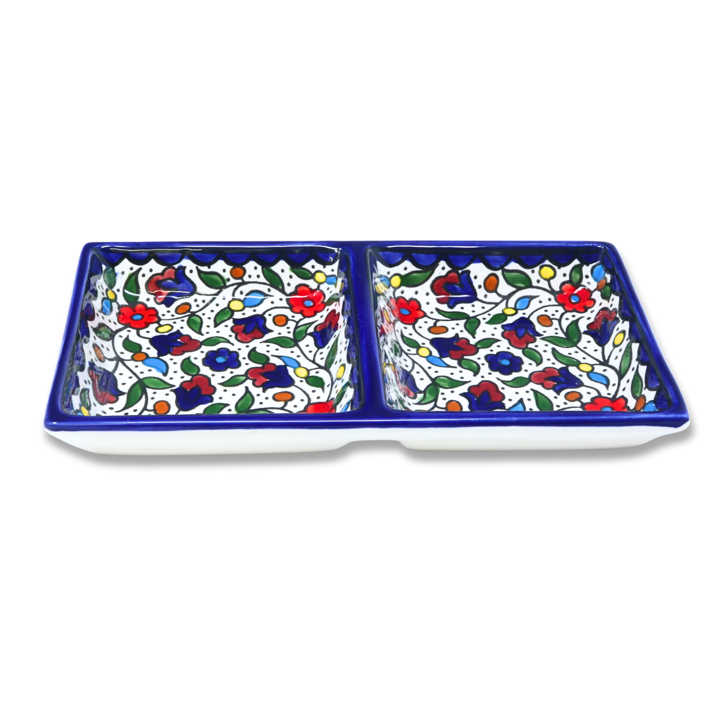 Handmade Ceramic Two-Section Appetizer Plate, 24x12 cm