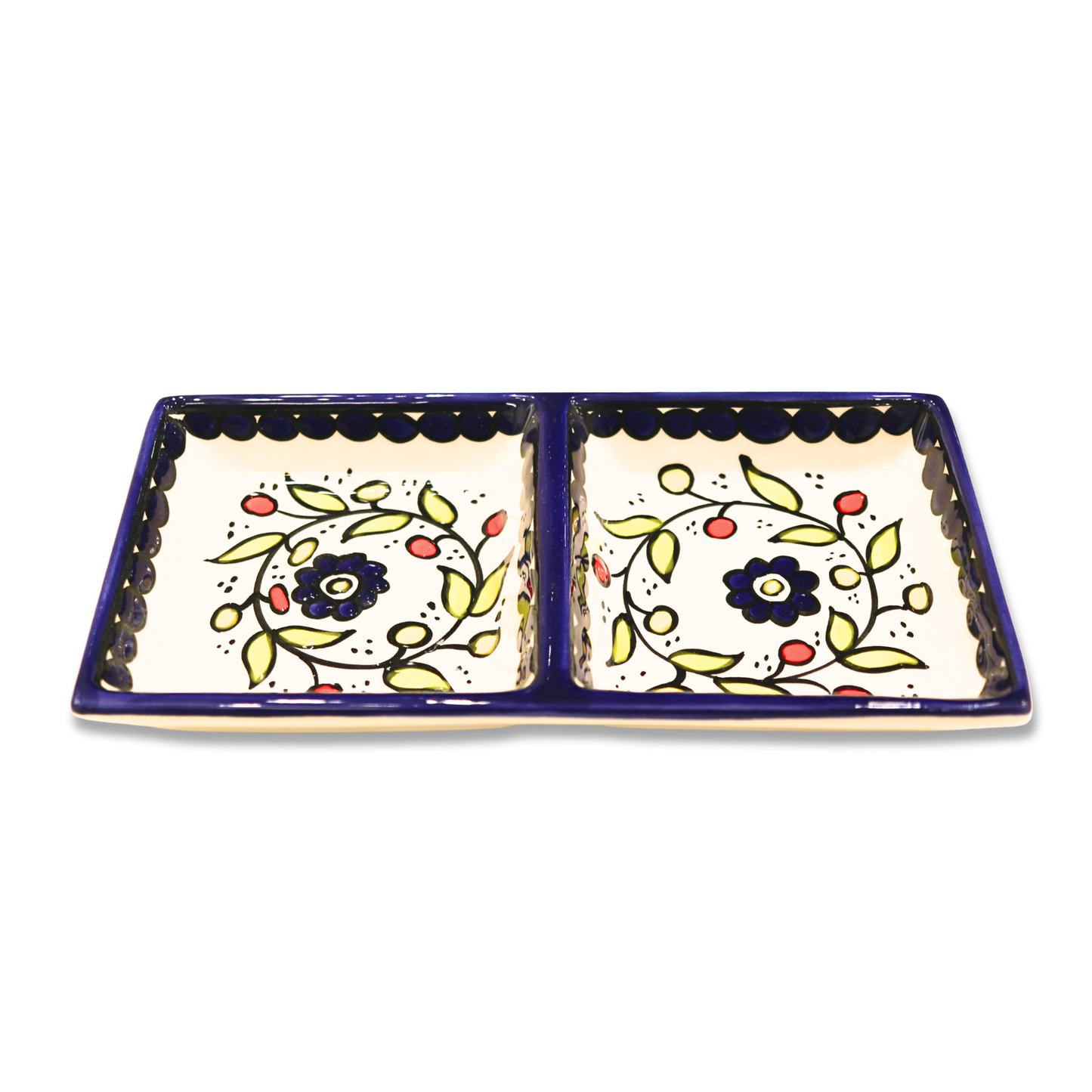 Handmade Ceramic Two-Section Appetizer Plate, 24x12 cm