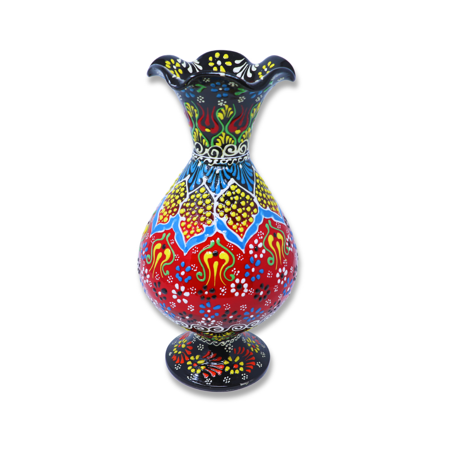 Handmade Decorative Ceramic Vase with Wave Edge 31cm