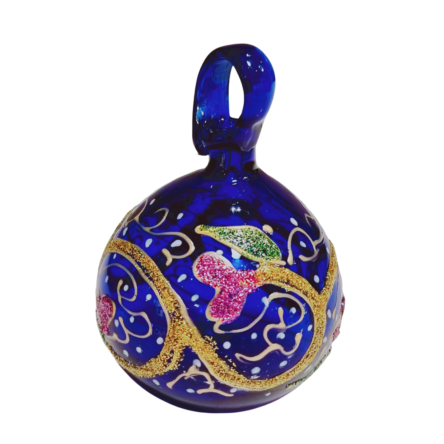 Handmade, Hand Painted Glass Christmas Ornaments in Gift Box - Set of 3