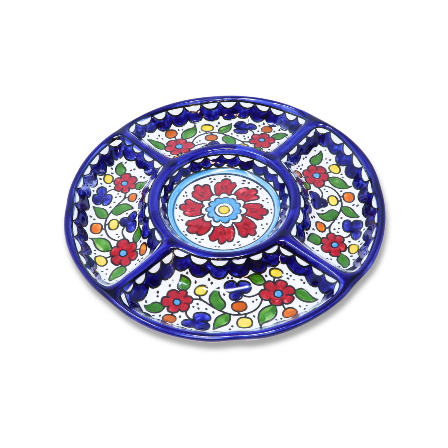 Handmade Ceramic 5-Section Small Appetizer Platter 23 cm
