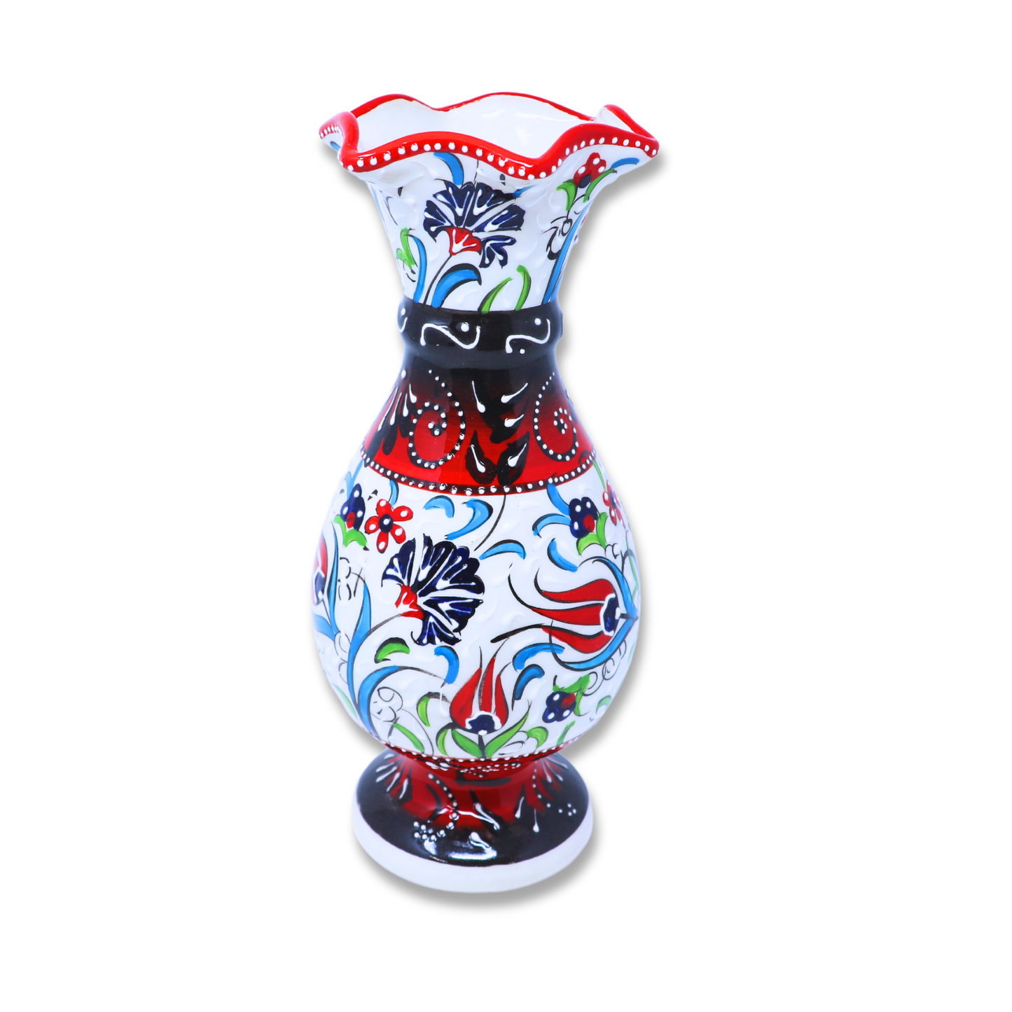 Handmade Decorative Ceramic Vase with Wave Edge 31cm