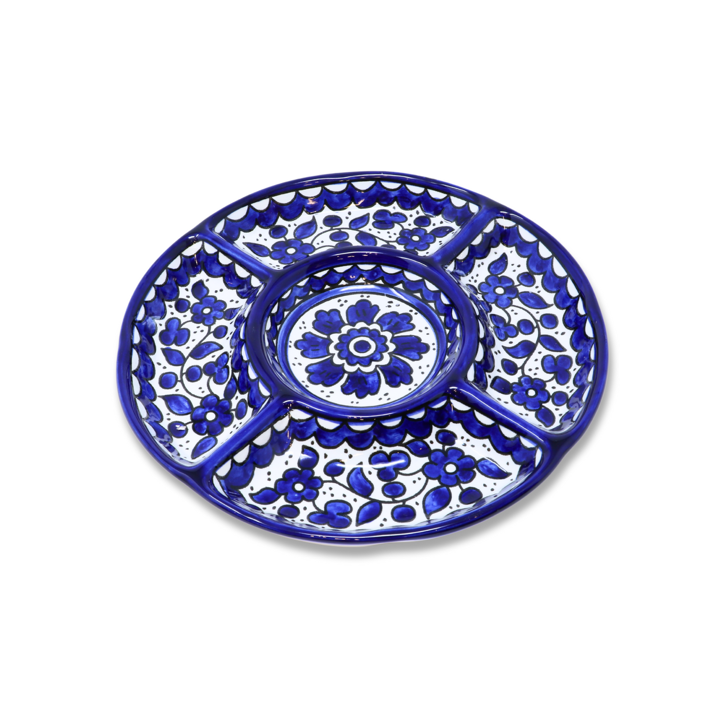 Handmade Ceramic 5-Section Small Appetizer Platter 23 cm