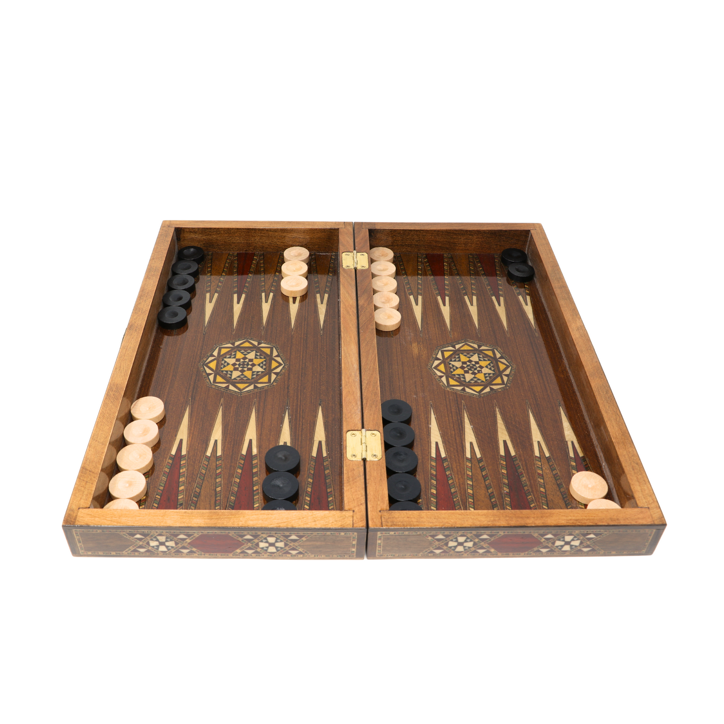 Handmade Wooden Mosaic Backgammon Set - Large 40 cm