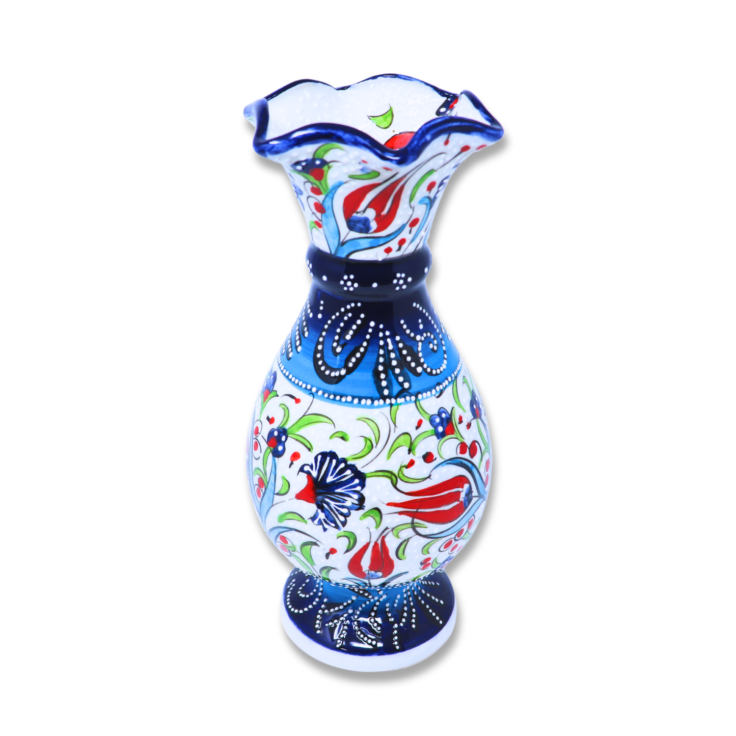 Handmade Decorative Ceramic Vase with Wave Edge 31cm