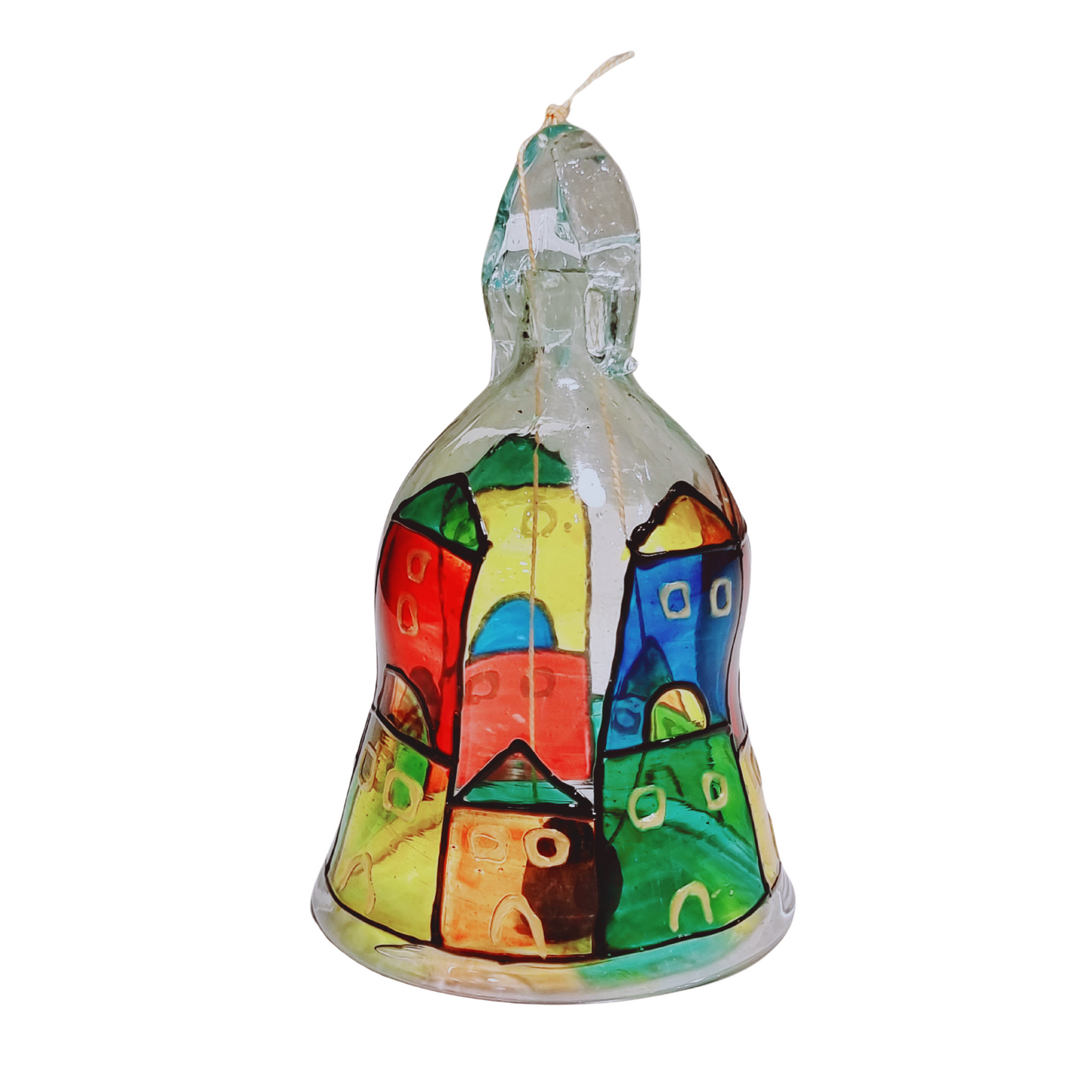 Handmade, Hand Painted Glass Christmas Ornaments in Gift Box - Set of 1 Bell and 1 Ornament