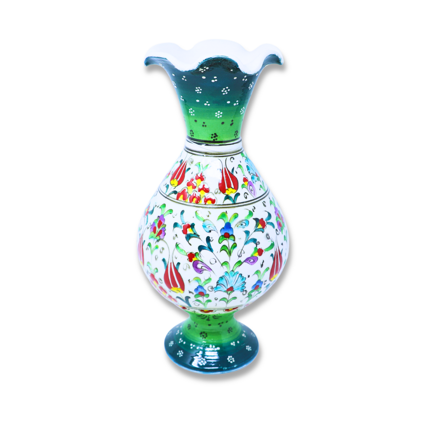 Handmade Decorative Ceramic Vase with Wave Edge 31cm