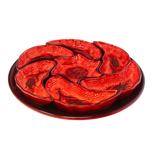 Handmade 8-piece Ceramic Platter, Turkquaz 33cm