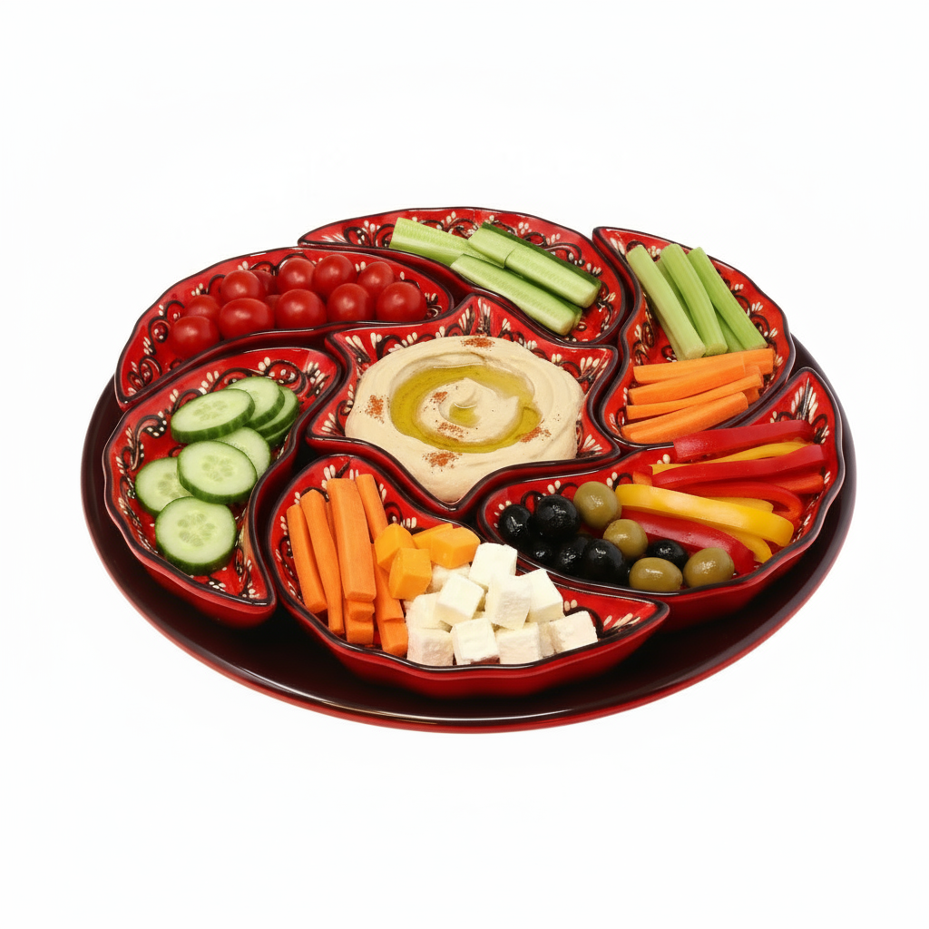 Handmade 8-piece Ceramic Platter, Turkquaz 33cm