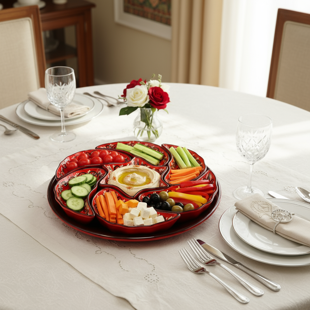 Handmade 8-piece Ceramic Platter, Turkquaz 33cm