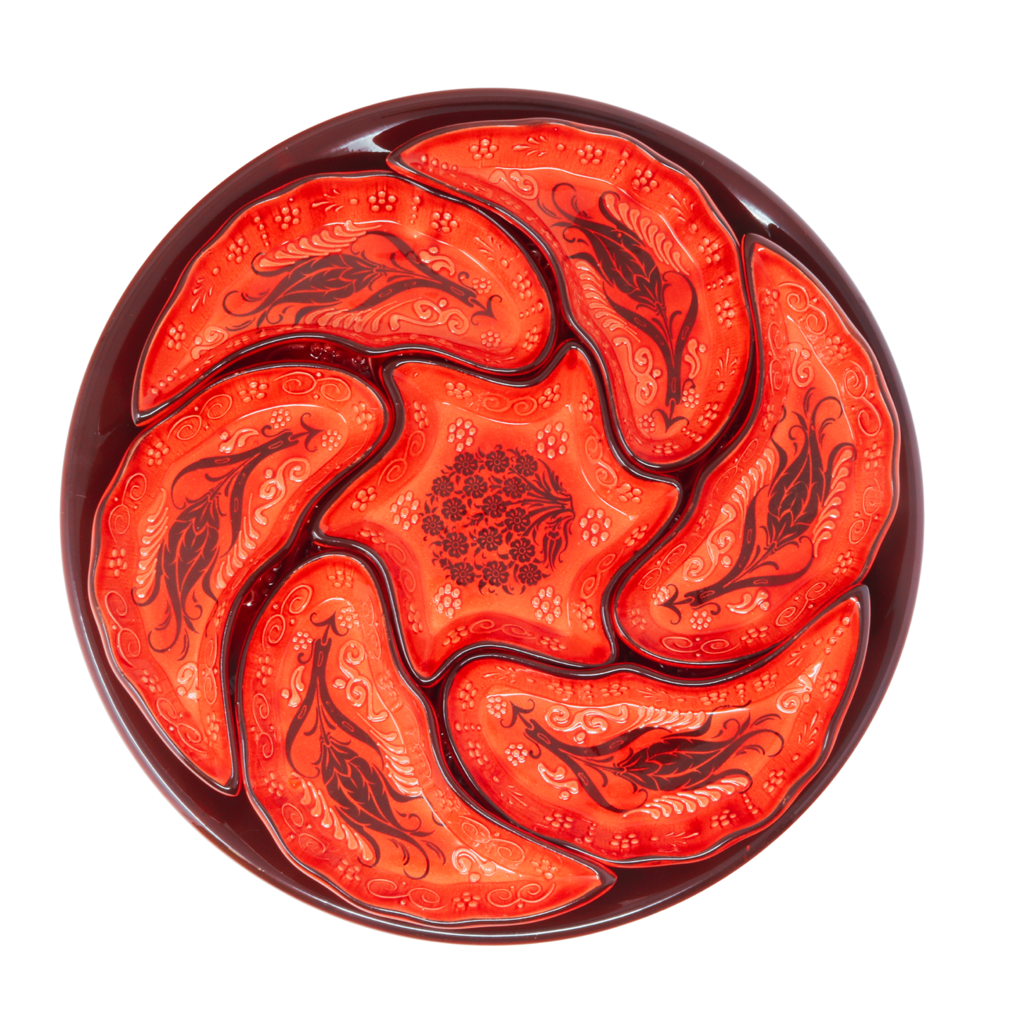 Handmade 8-piece Ceramic Platter, Turkquaz 33cm