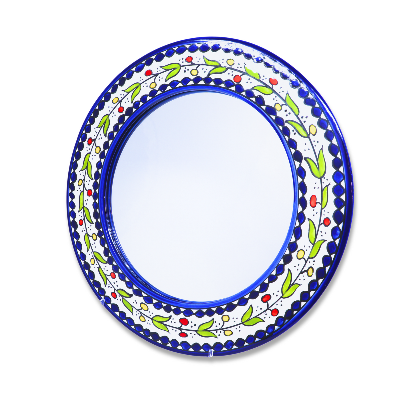 Handmade Ceramic Round Wall Mirror 37 cm, Large