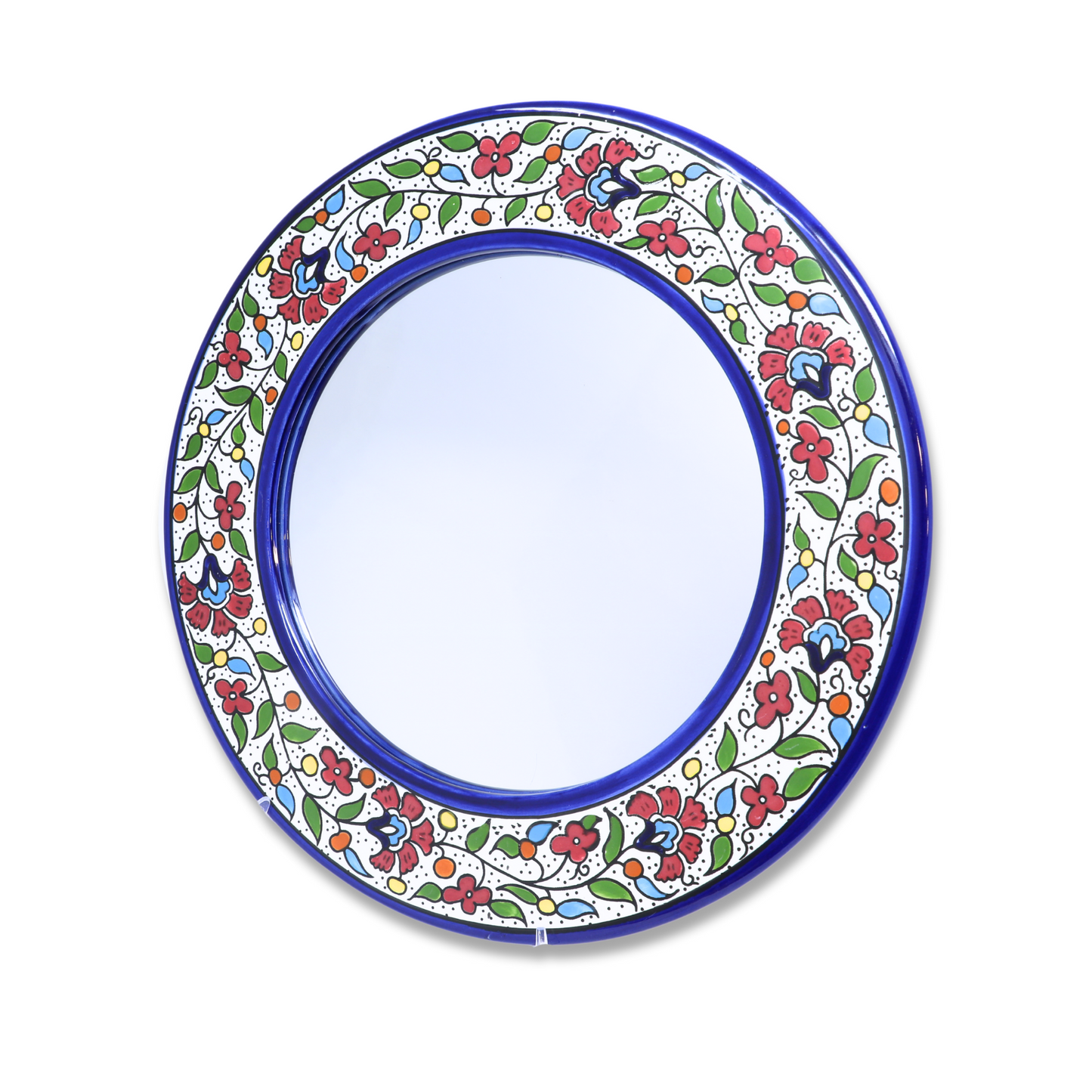 Handmade Ceramic Round Wall Mirror 37 cm, Large