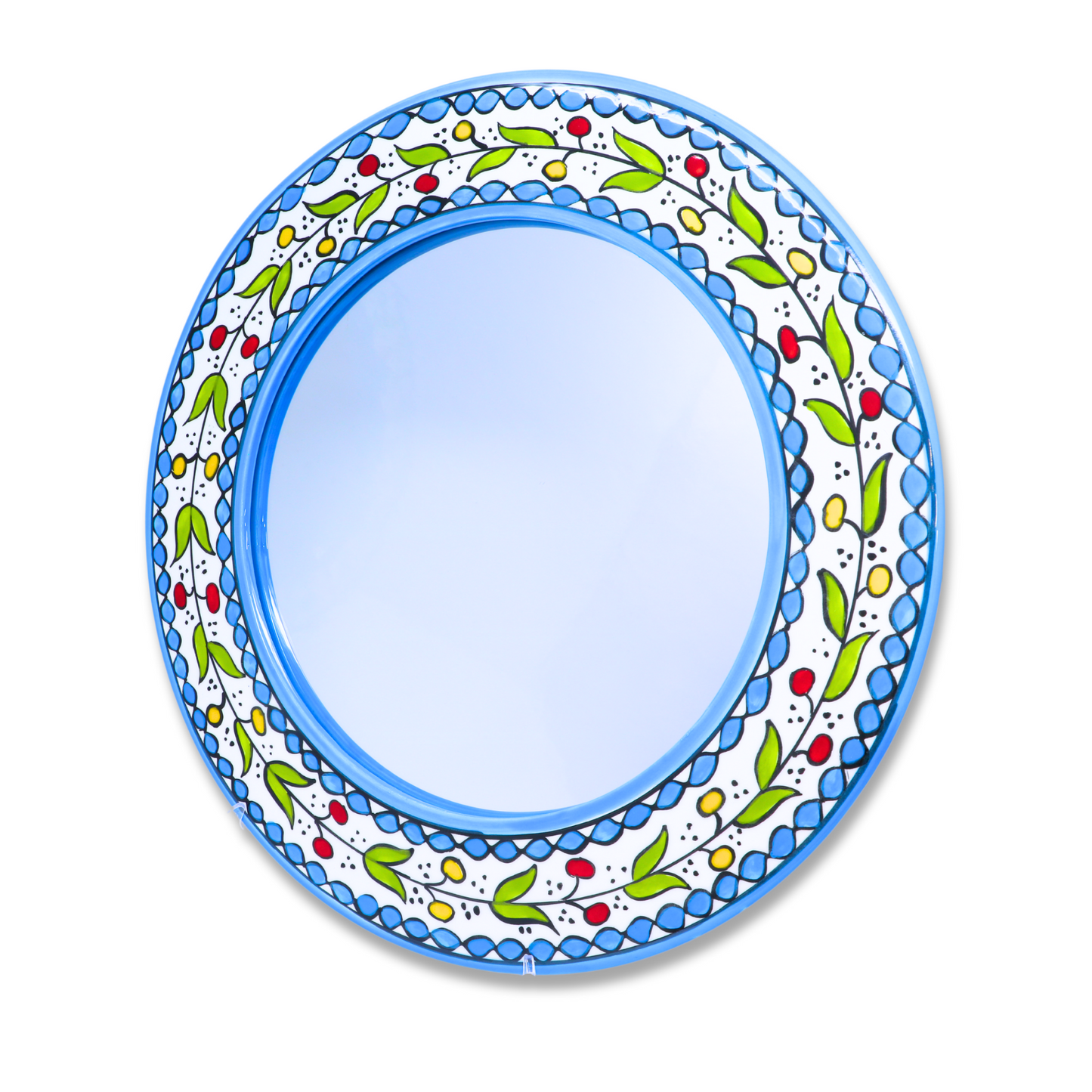 Handmade Ceramic Round Wall Mirror 37 cm, Large