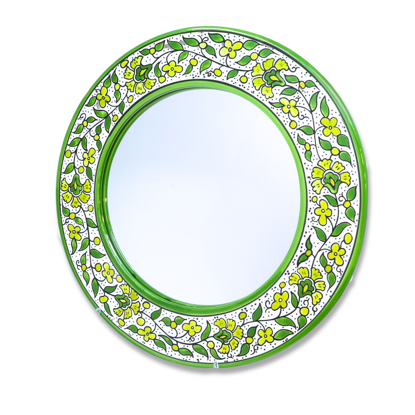 Handmade Ceramic Round Wall Mirror 37 cm, Large