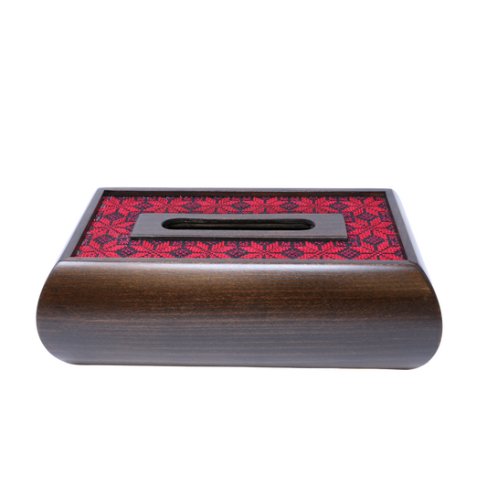 Artisanal Beauty: Hand-Embroidered Wooden Tissue Box (27x15x10 cm)