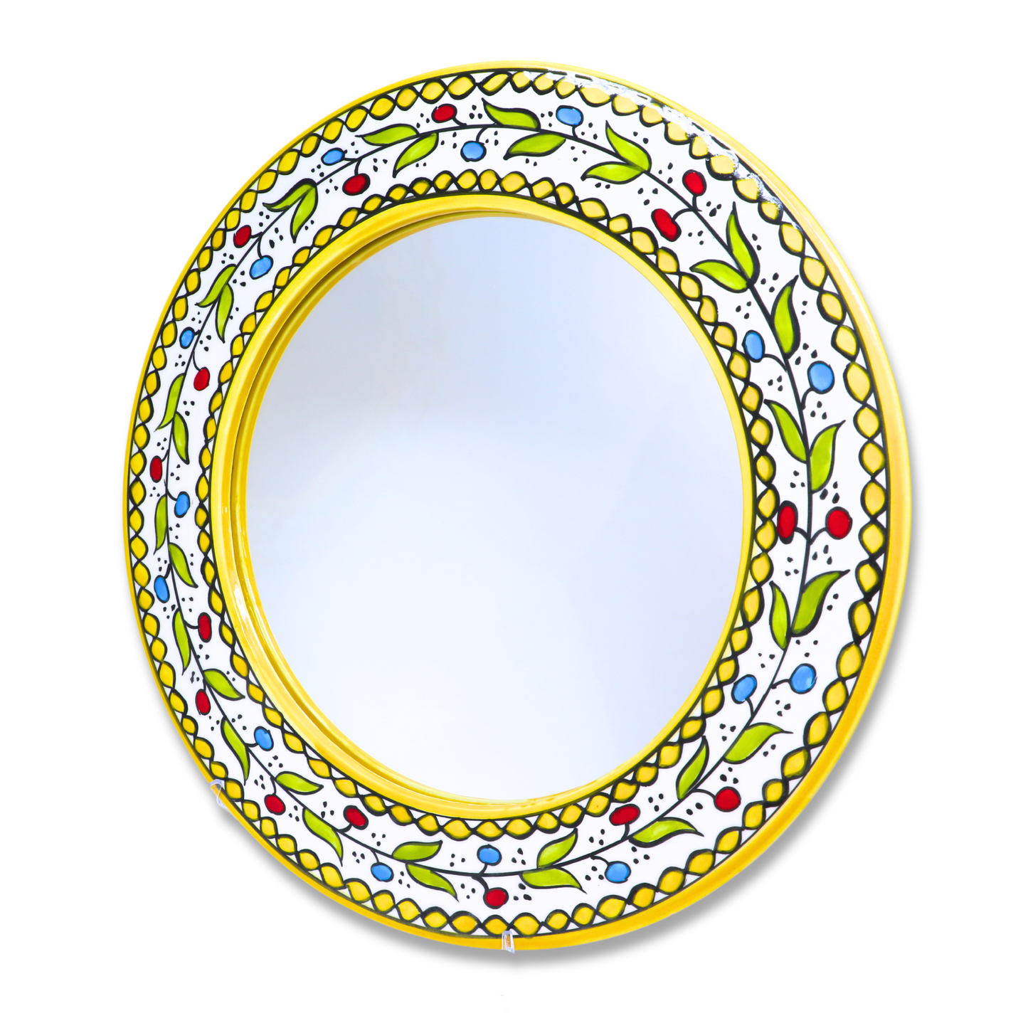 Handmade Ceramic Round Wall Mirror 37 cm, Large