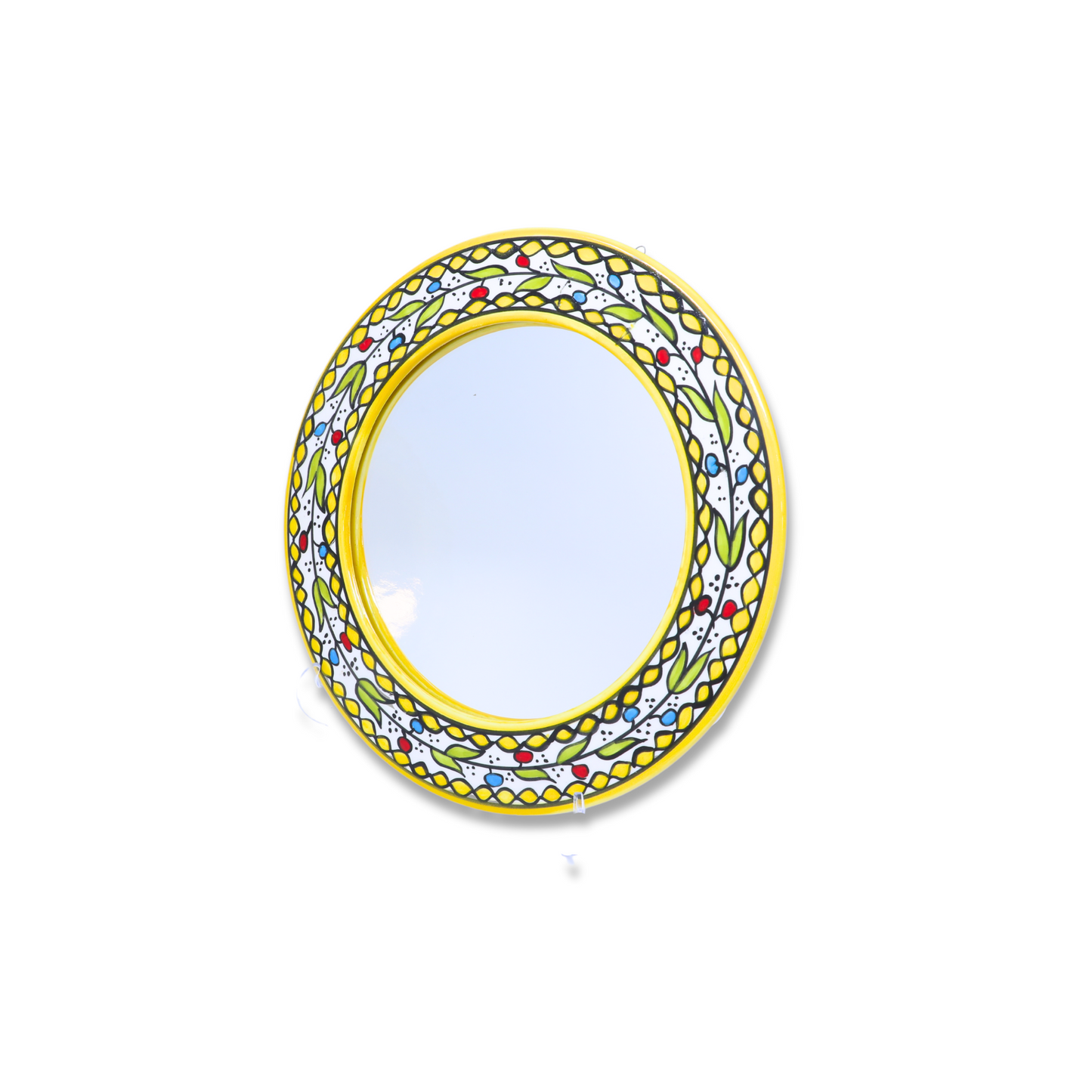 Handmade Ceramic Round Wall Mirror 27 cm, Small