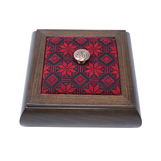 Artistry Unveiled: Hand-Embroidered Wooden Box with Lid (23x23 cm)