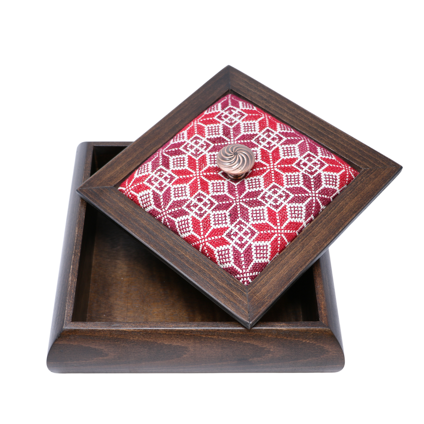 Artistry Unveiled: Hand-Embroidered Wooden Box with Lid (23x23 cm)