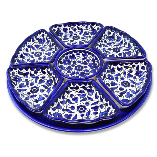 Handmade Ceramic 8-Piece Appetizer and Condiment Platter 32 cm