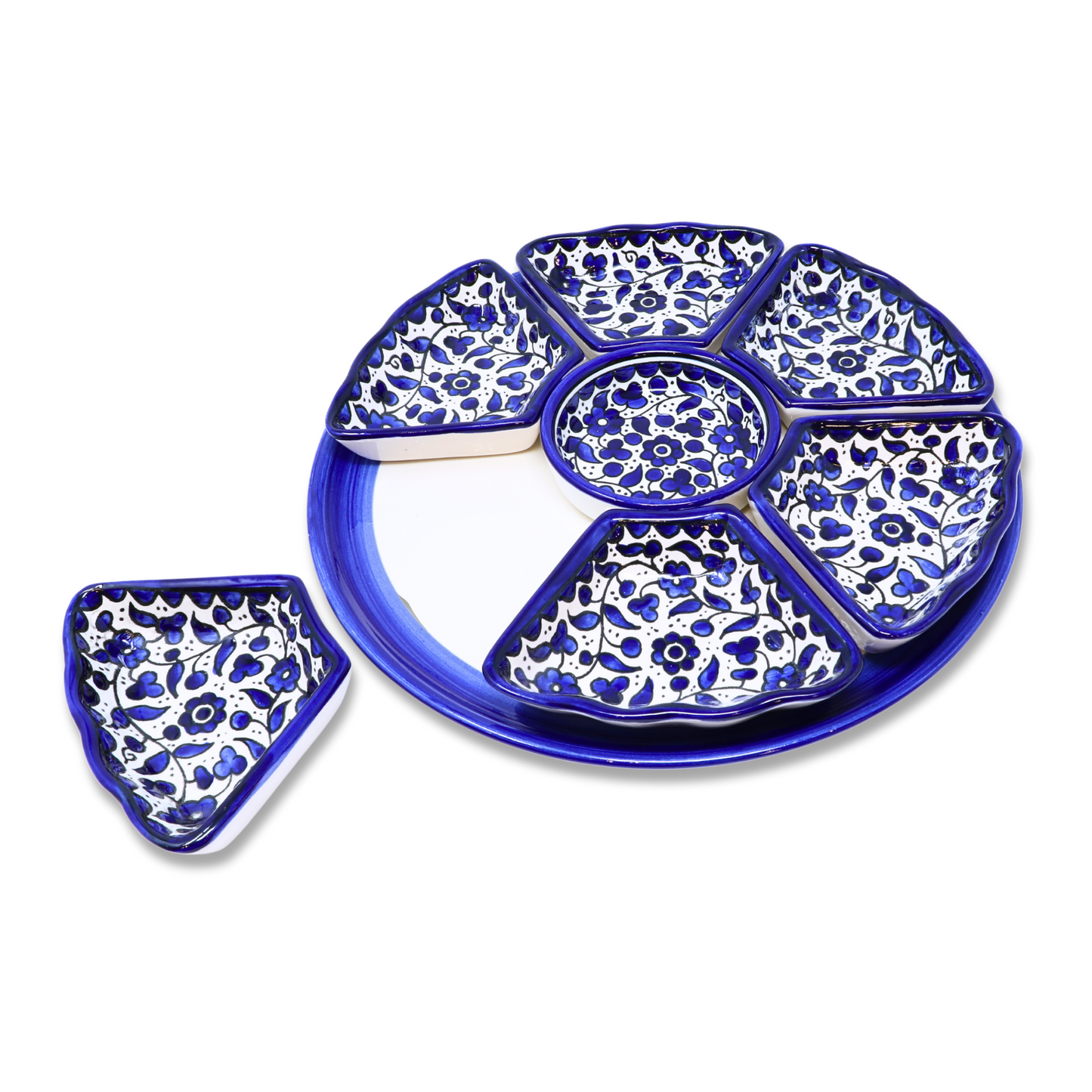 Handmade Ceramic 8-Piece Appetizer and Condiment Platter 32 cm