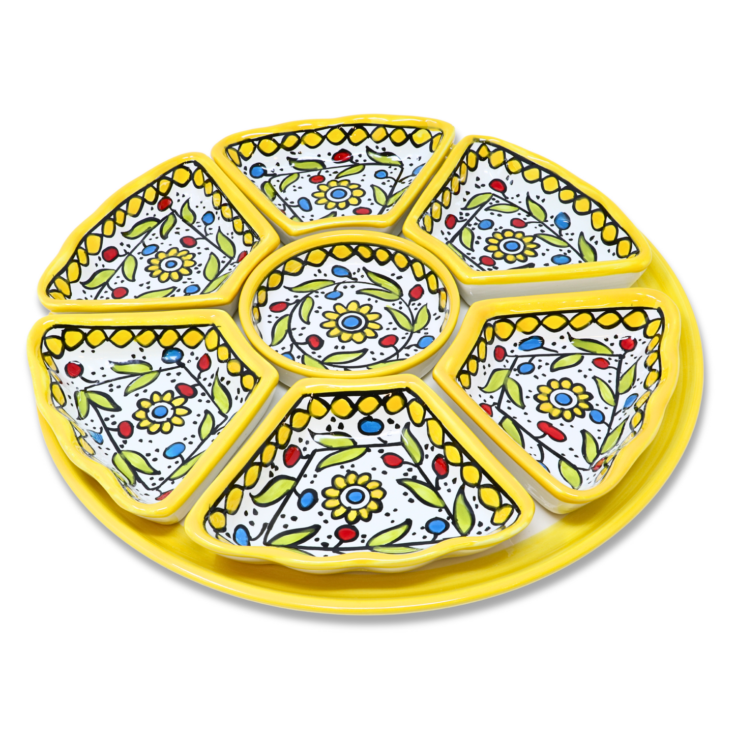 Handmade Ceramic 8-Piece Appetizer and Condiment Platter 32 cm