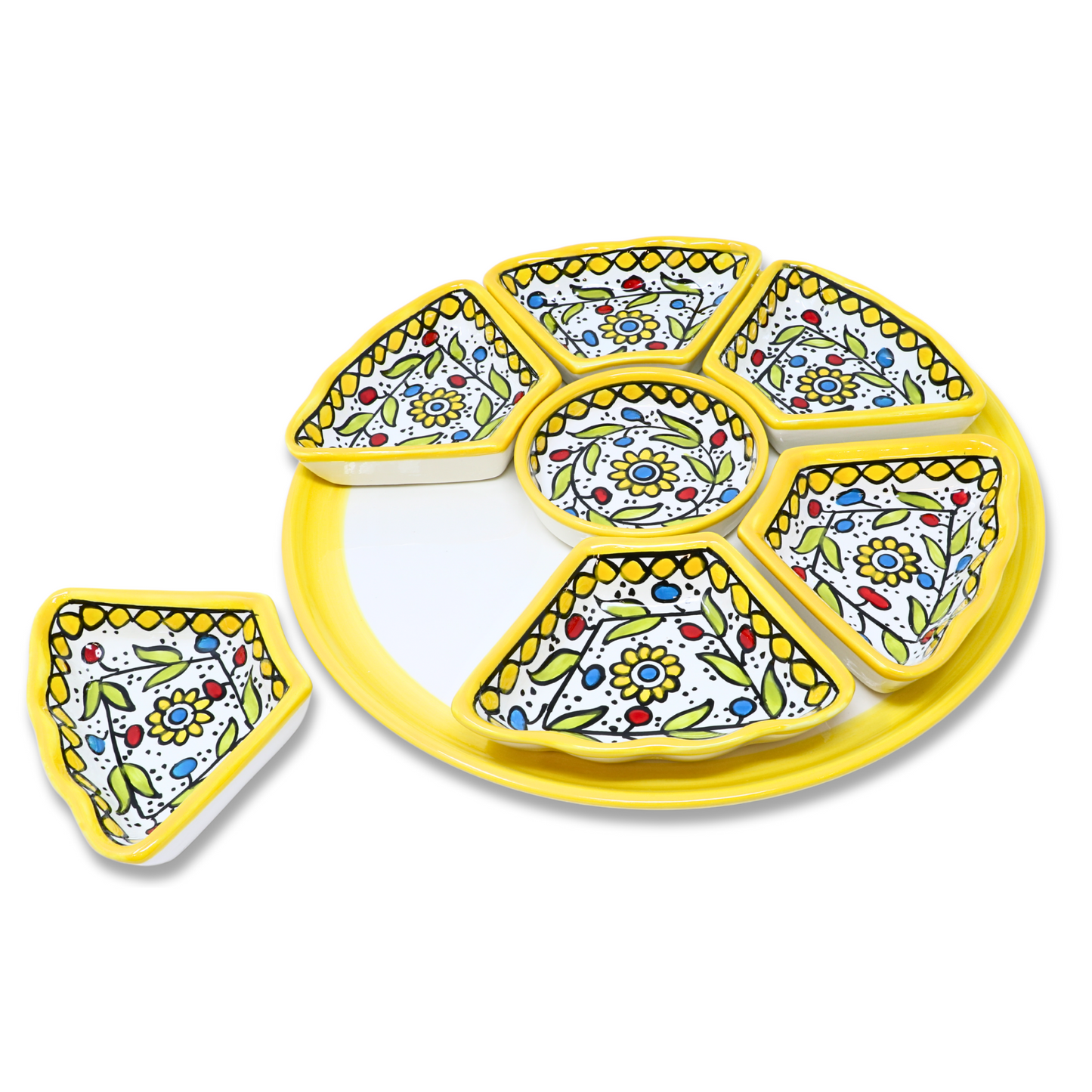 Handmade Ceramic 8-Piece Appetizer and Condiment Platter 32 cm