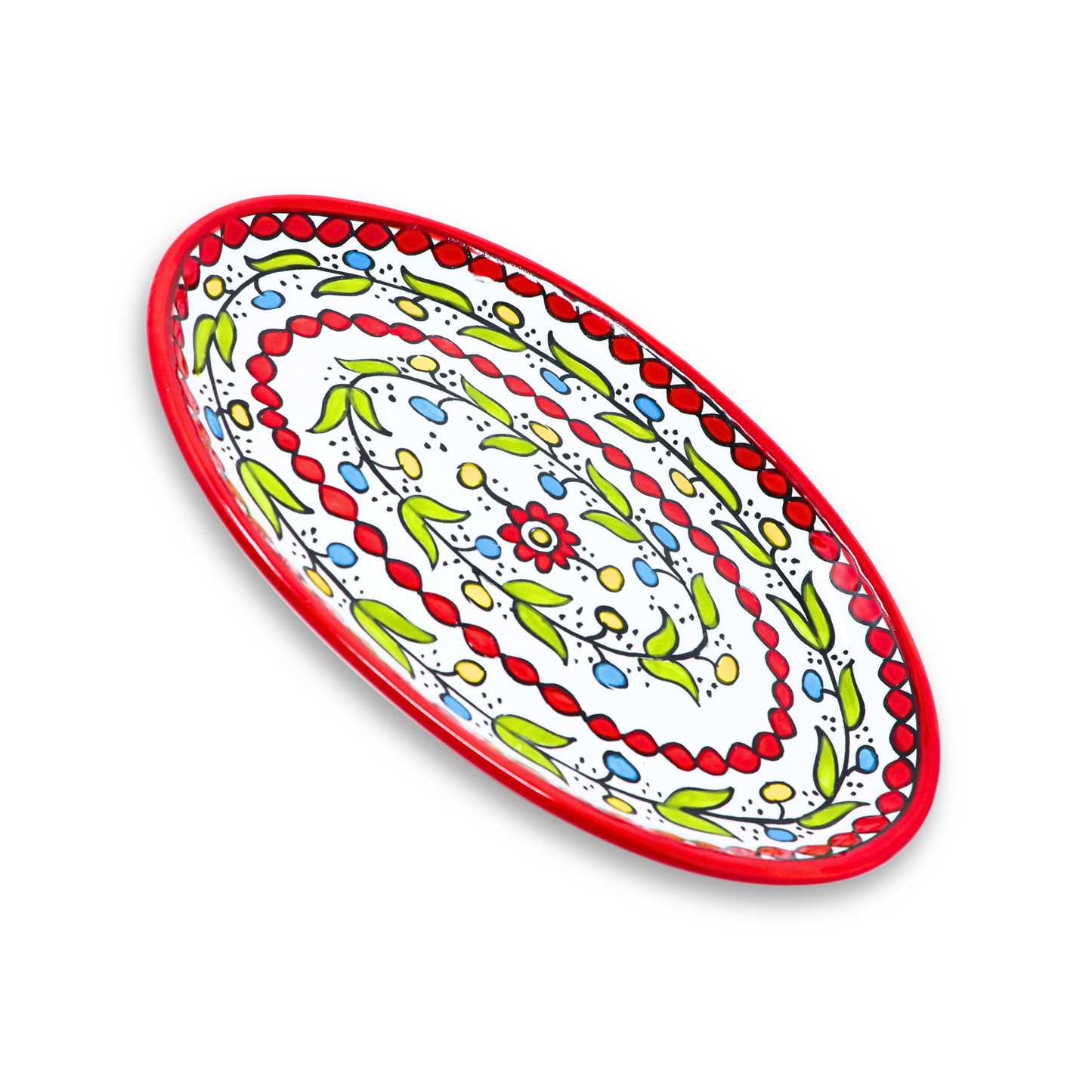 Handmade Ceramic Flat Serving Platter, Oval, 26x18 cm