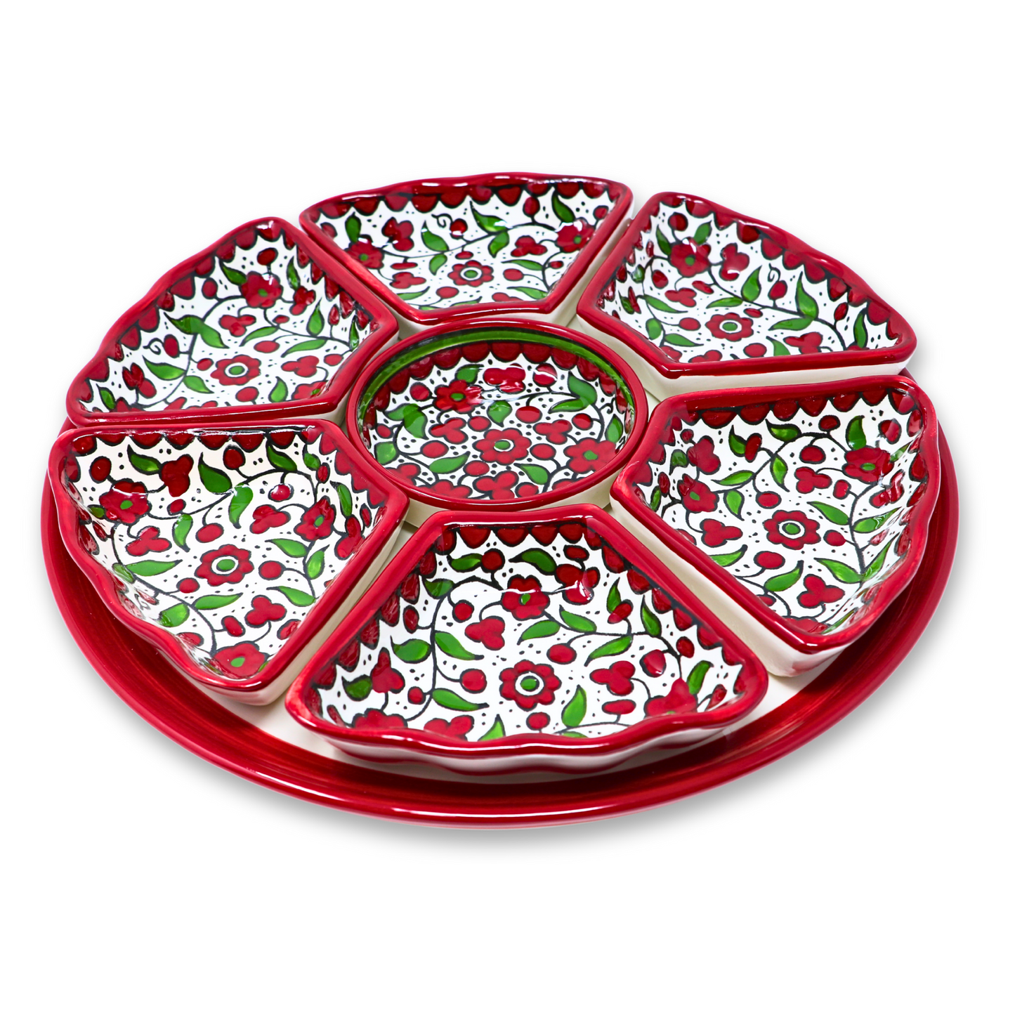 Handmade Ceramic 8-Piece Appetizer and Condiment Platter 32 cm