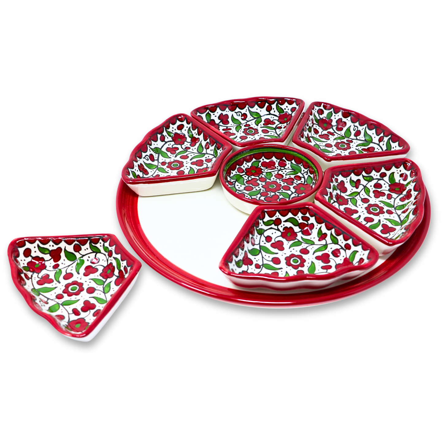 Handmade Ceramic 8-Piece Appetizer and Condiment Platter 32 cm