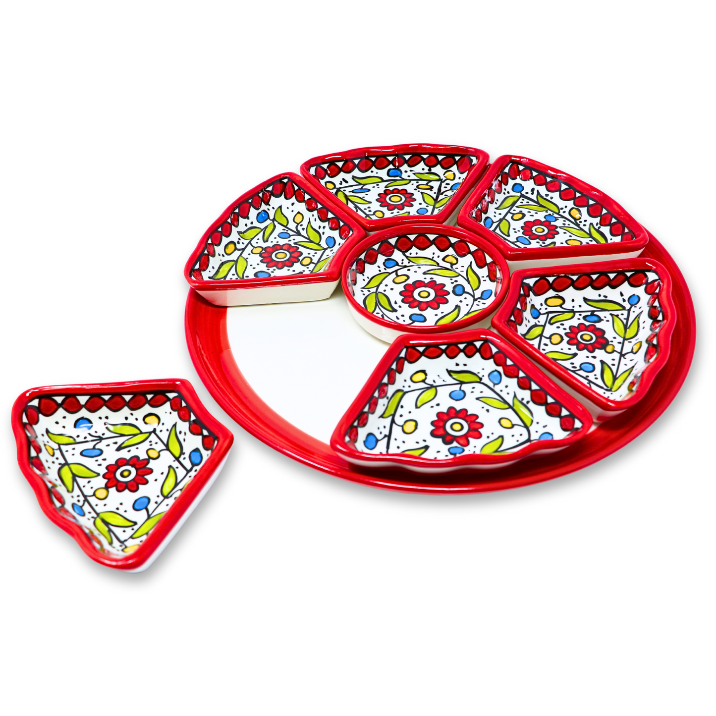 Handmade Ceramic 8-Piece Appetizer and Condiment Platter 32 cm