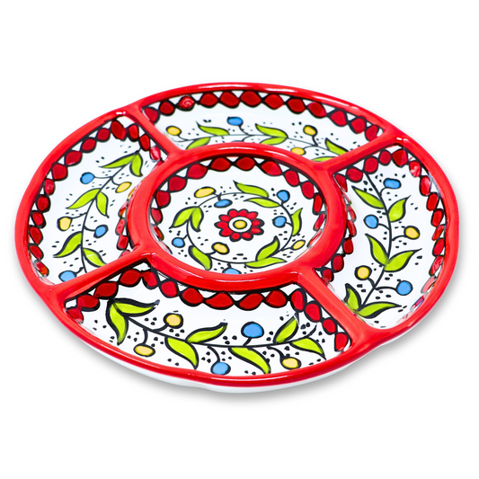 Handmade Ceramic 5-Section Large Appetizer Platter 30 cm
