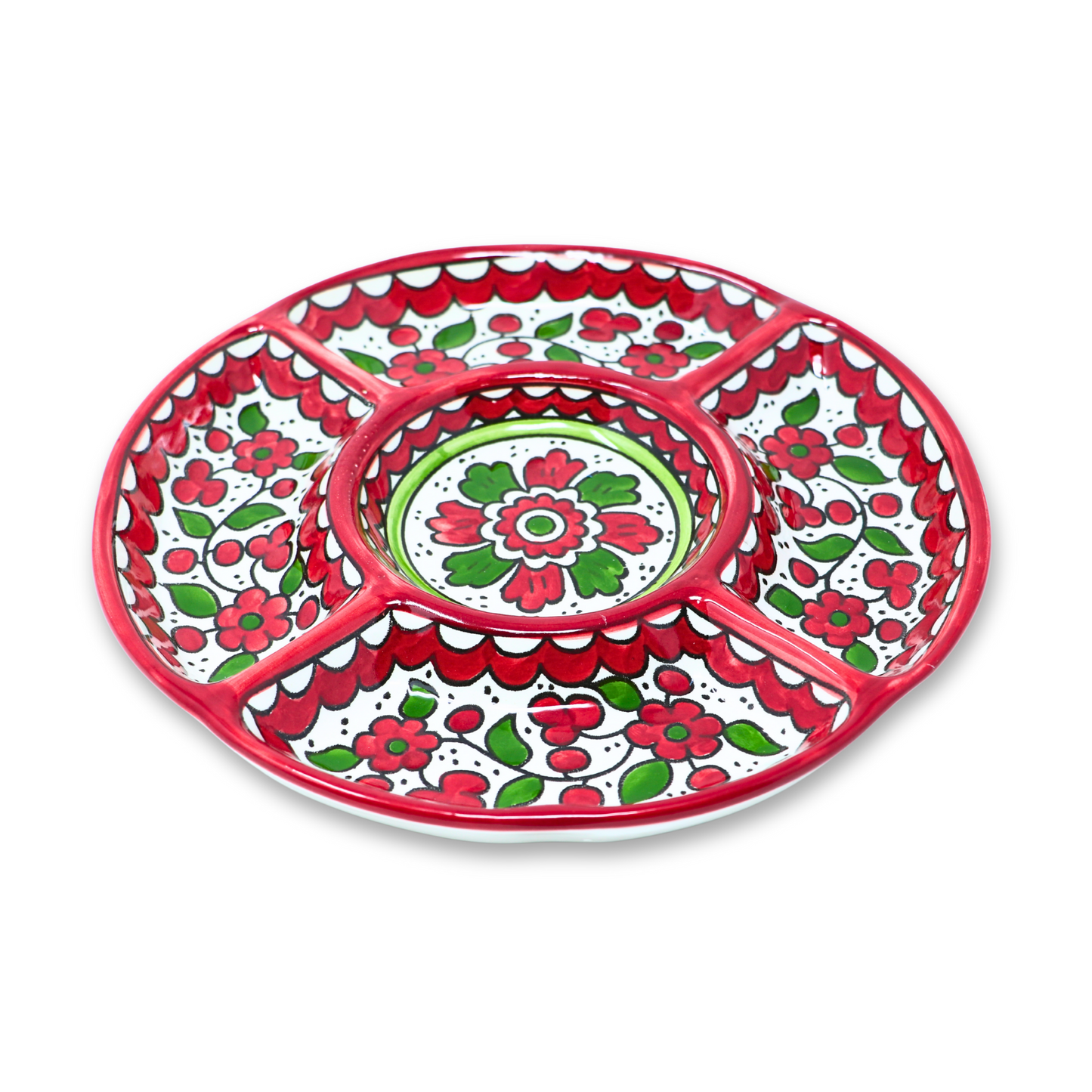 Handmade Ceramic 5-Section Small Appetizer Platter 23 cm