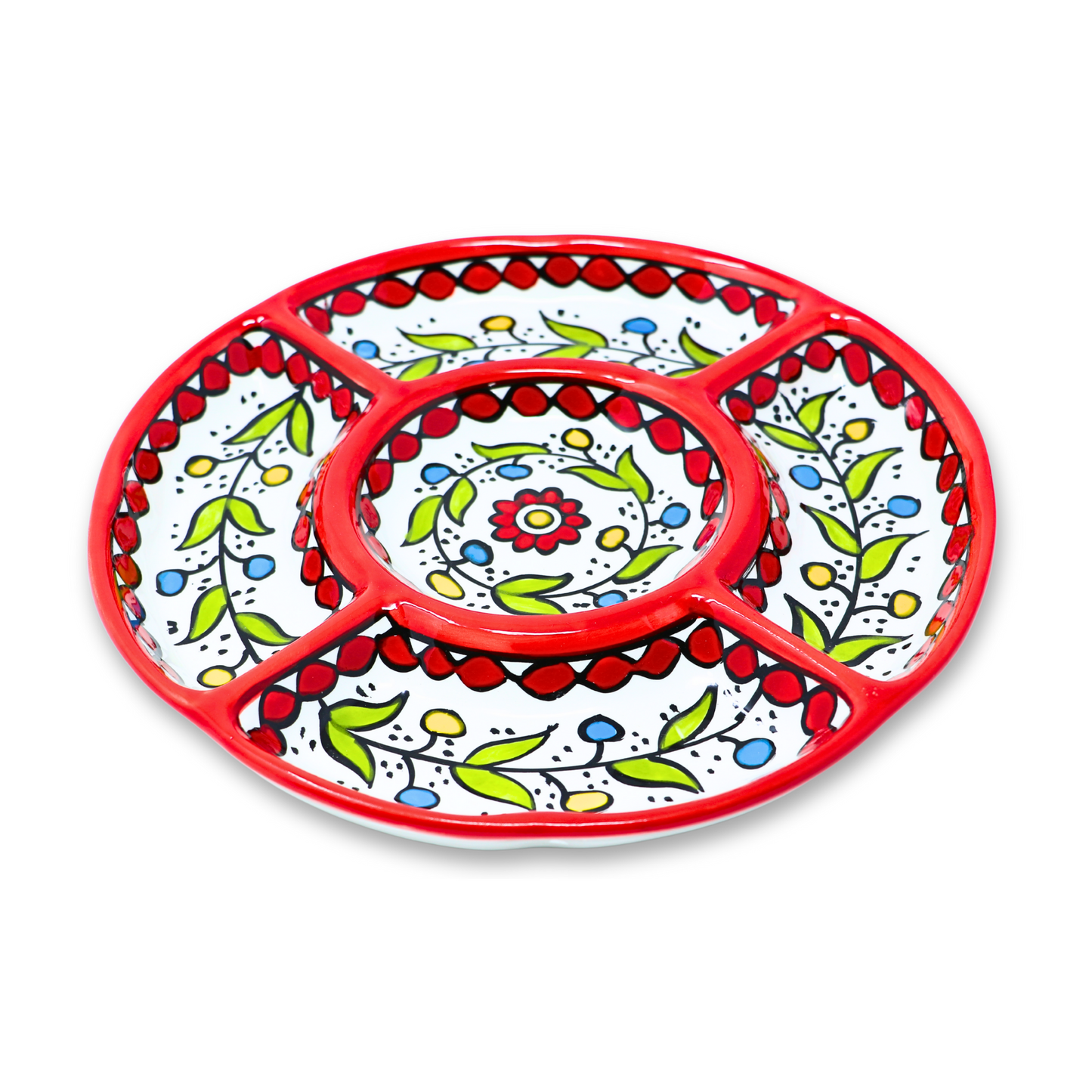 Handmade Ceramic 5-Section Small Appetizer Platter 23 cm