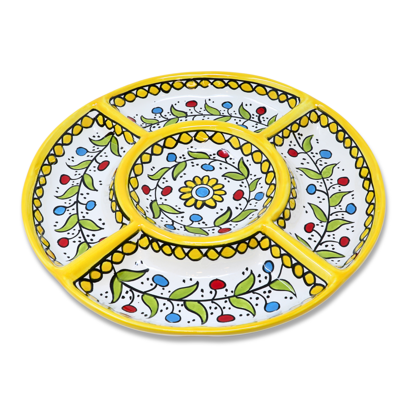 Handmade Ceramic 5-Section Large Appetizer Platter 30 cm
